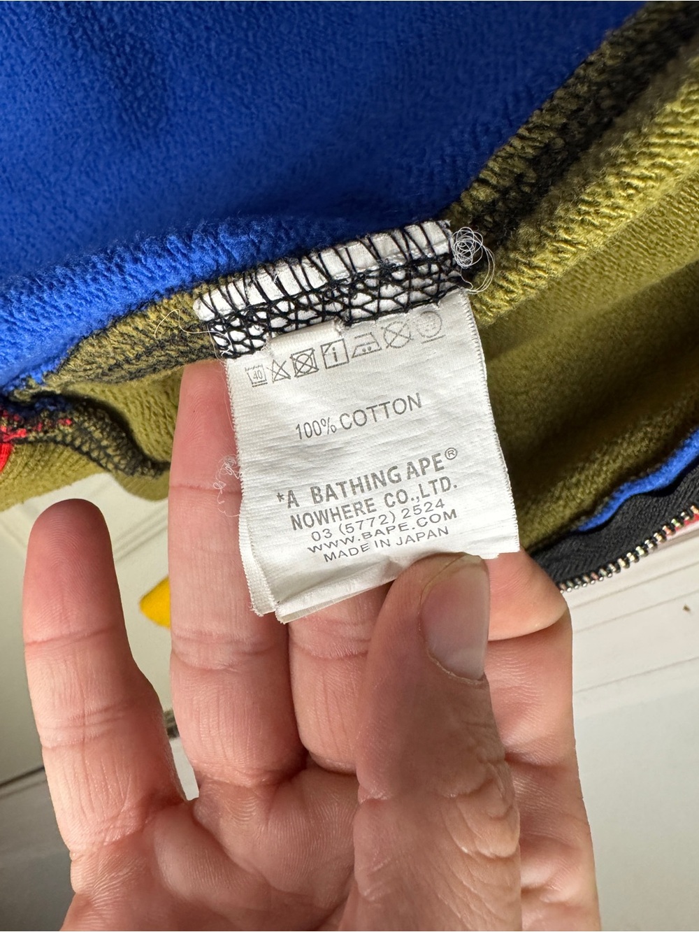 A Bathing Ape Cotton Bomber Jacket in Blue & Olive